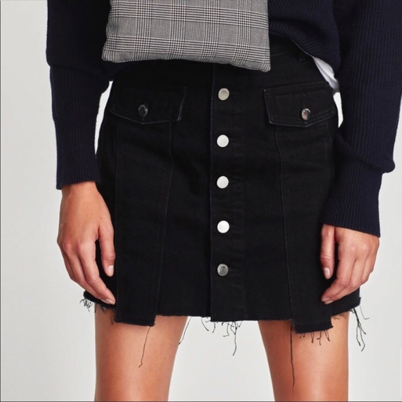 zara black jean skirt